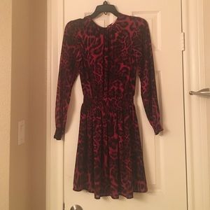 Michael Kors Red Leopard Print Holiday Dress, XS