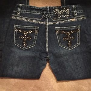 Beautiful cross detail Rock and Roll Cowgirl jeans