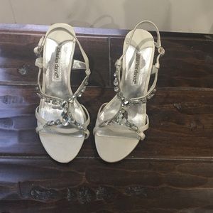 charles david rynestone silver cream shoes