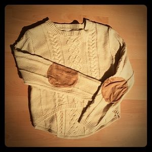 Anthro Ivory cropped sweater with elbow patches