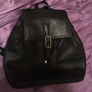 Coach Black leather backpack purse
