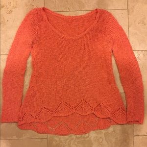 Peach V Sweater with pattern detail
