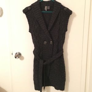 ‼️price drop Dark grey tie sweater vest tunic