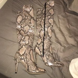Snake skin over the knee boots size 7