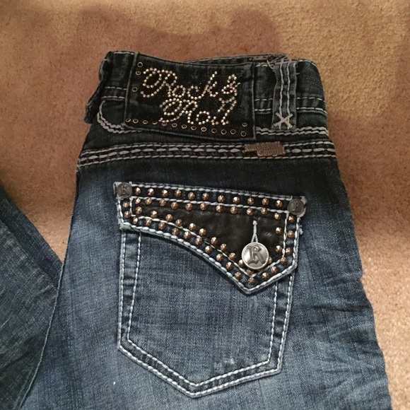 Rock & Roll Cowgirl jeans w/ leather detail pocket