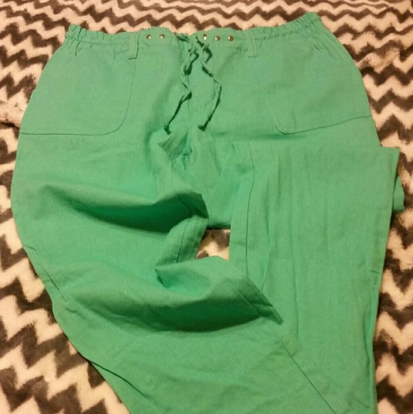 NWT "Linen Like" Aqua  Skinny Pants