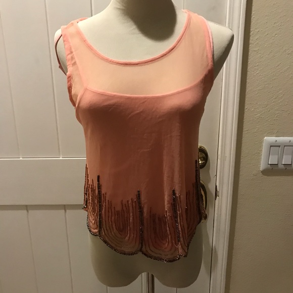Top shop beaded scalloped tank