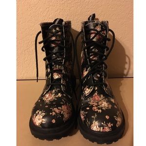 Floral Combat Boots