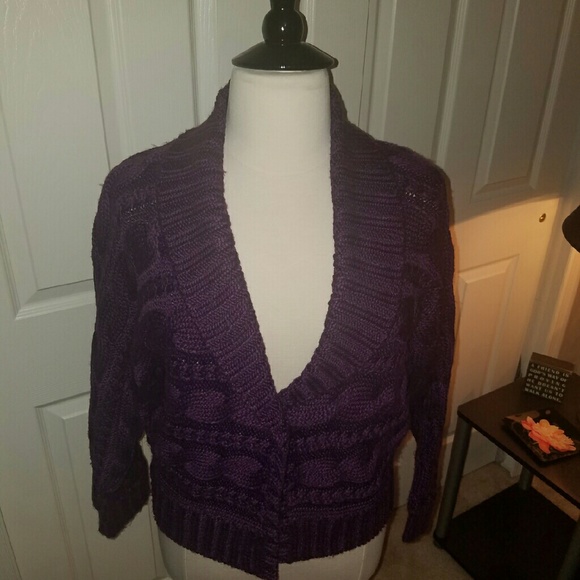 Purple Jones New York cardigan sweater.