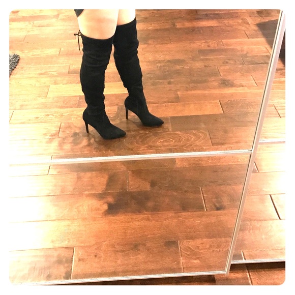 Thigh high faux suede boots
