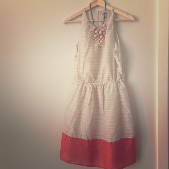 🎈🎈SALE 🎈🎈Tan sundress with coral hem