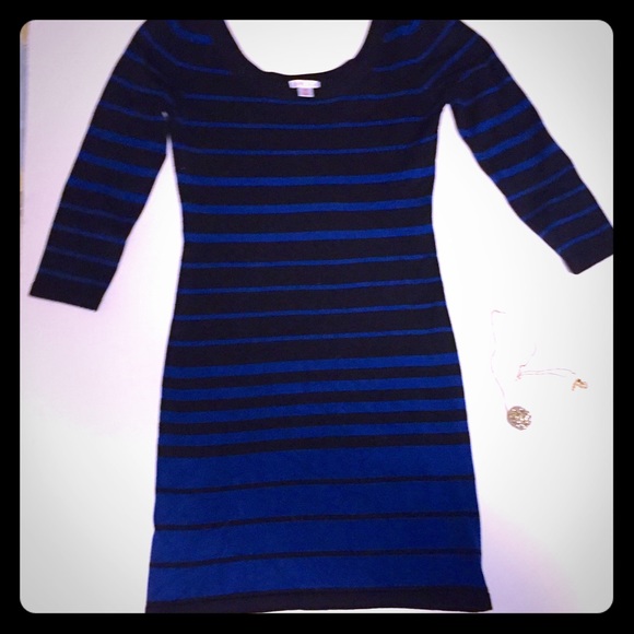 Black & Blue shirt dress  with boat neck