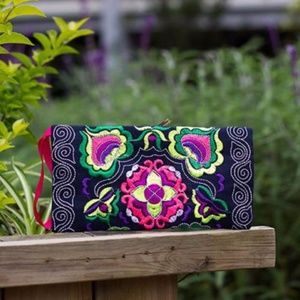 Embroidered Phone Bag Slip Case Wallet Wristlet