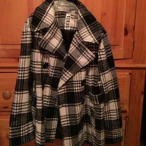 Black and white plaid coat