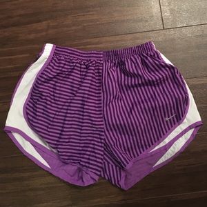 Large Nike purple striped running shorts