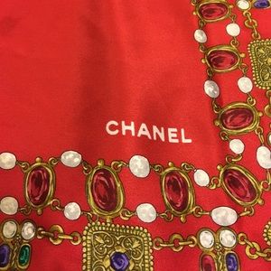 Red Silk vintage Chanel scarf