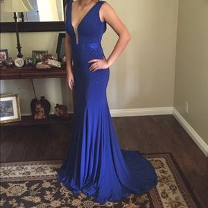 Long elegant royal blue formal dress