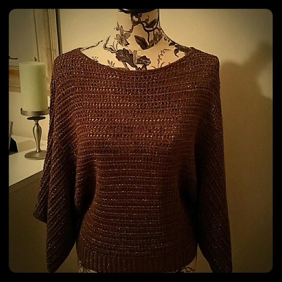 Sweater with  metallic bronze threading.