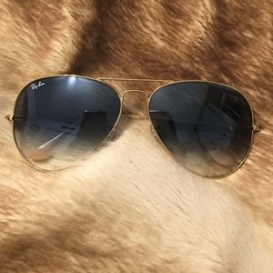 62 mm blue/gold gradient large RayBan aviators