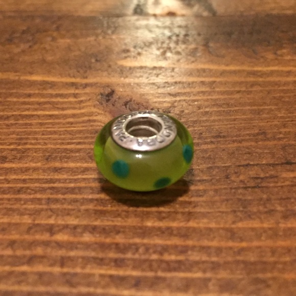 Pandora Murano Glass Bead Charm "Green with Dots"