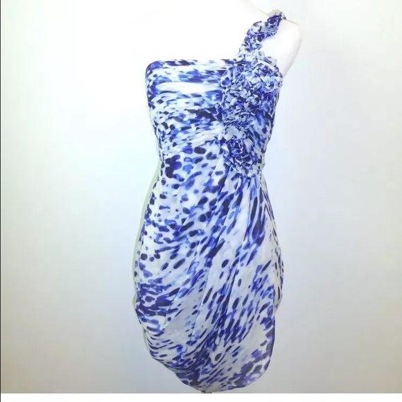 BCBGMax Azria one shoulder animal print silk dress - Picture 2 of 4