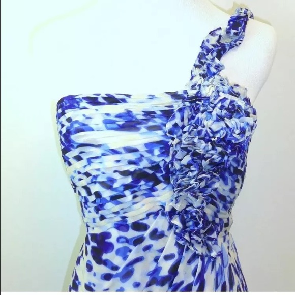 BCBGMax Azria one shoulder animal print silk dress - Picture 3 of 4