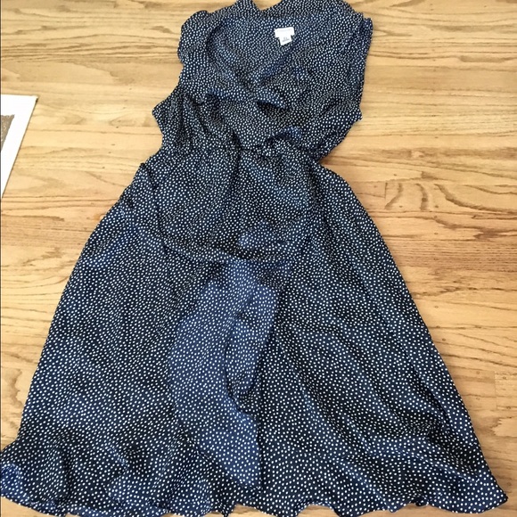 Motherhood blue polka dot dress, large.