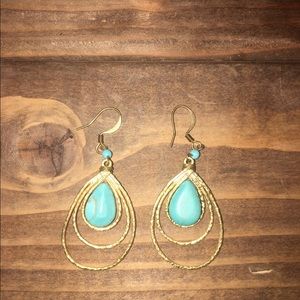 Gold & Turquoise Drop Earrings
