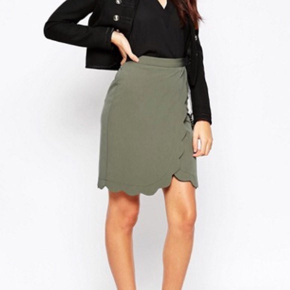 ASOS Wrap Pencil Skirt with Scallop Detail
