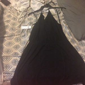 A black halter dress from bcbg