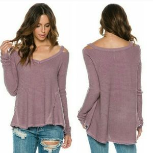 Free People Smokey Grape Moonshine V neck Sweater