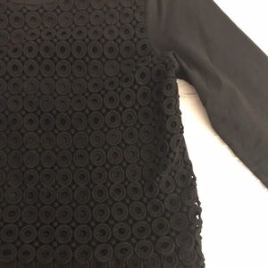 j. crew black cotton top with lacy overlay, size M