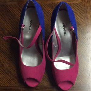 Blue/pink. Xappeal 4 inch pumps. Size 8.5