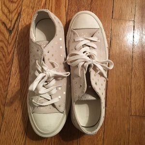 Nude All Star Converse with gold Polka dots