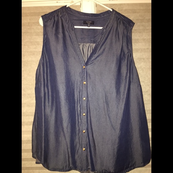 Kaari Blue sleeveless soft denim top 3x. Worn once - Picture 1 of 4