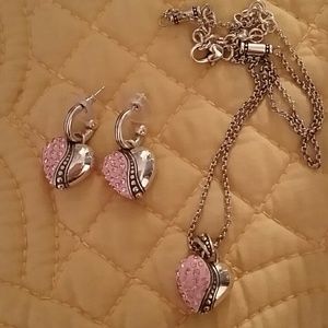 Brighton Pink Heart Necklace & Earrings