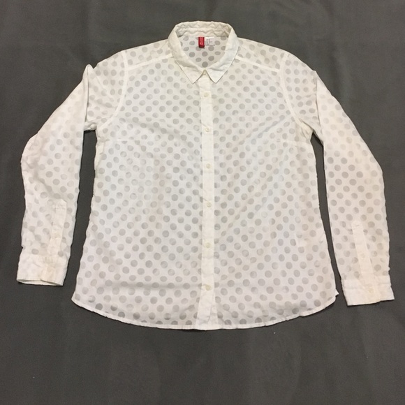 H&M Divided White Blouse w/Circle Detail