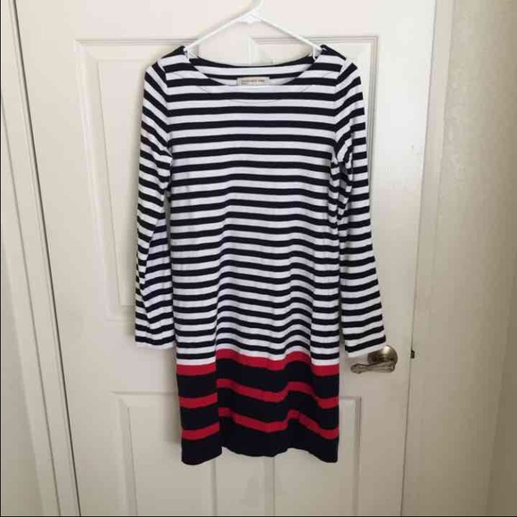Classic striped midi shift dress