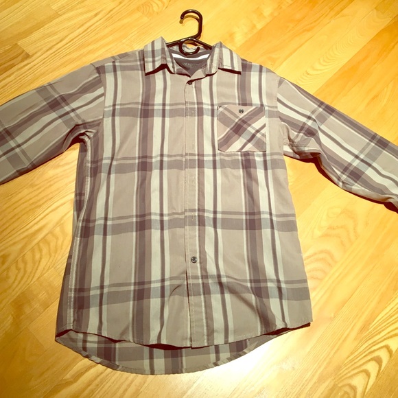 Tan Flannel Shirt with Grey Under Shirt