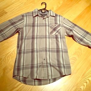 Tan Flannel Shirt with Grey Under Shirt