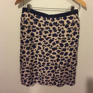 Tory Burch Leopard Print Pale Pink and Navy Skirt