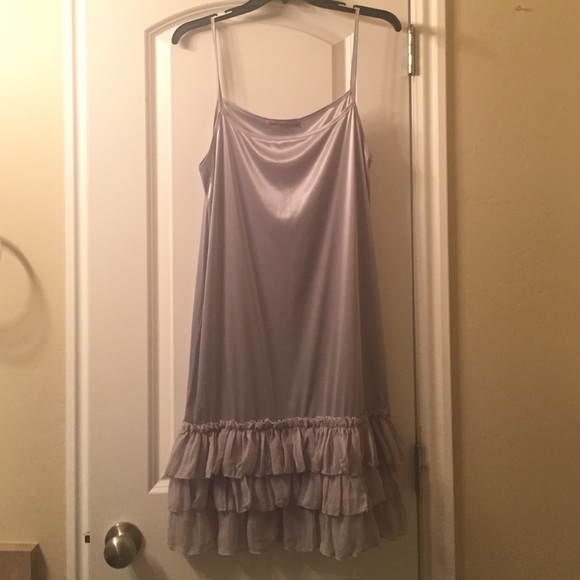 Darling grey slip dress wth fun ruffle bottom