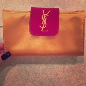 Satin silk YSL makeup bag w/ mirror
