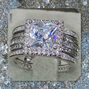 5⭐RATED🆕5pc AAAA CZ & Topaz 925 Ring Set