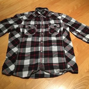 Red Black and White Button down Flannel
