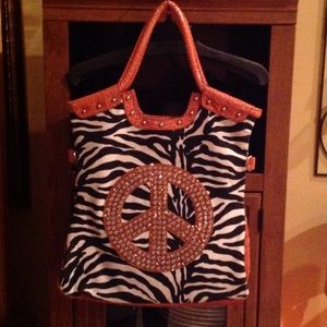 Zebra Bag with orange trim