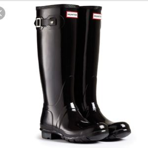 Original gloss tall hunter boots (black)