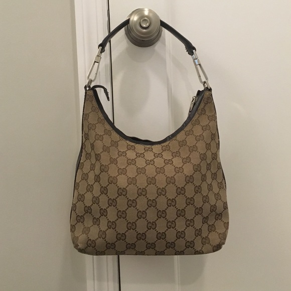 Gucci brown nylon shoulder bag