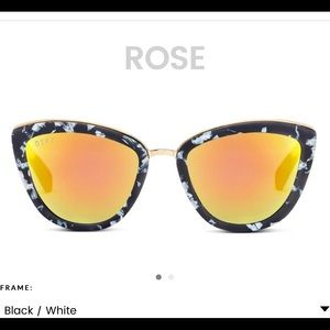 DIFF Black/White Frame - Gold Lens Sunglasses