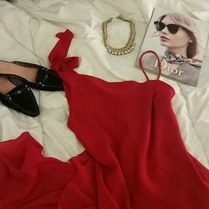 Red chiffon dress